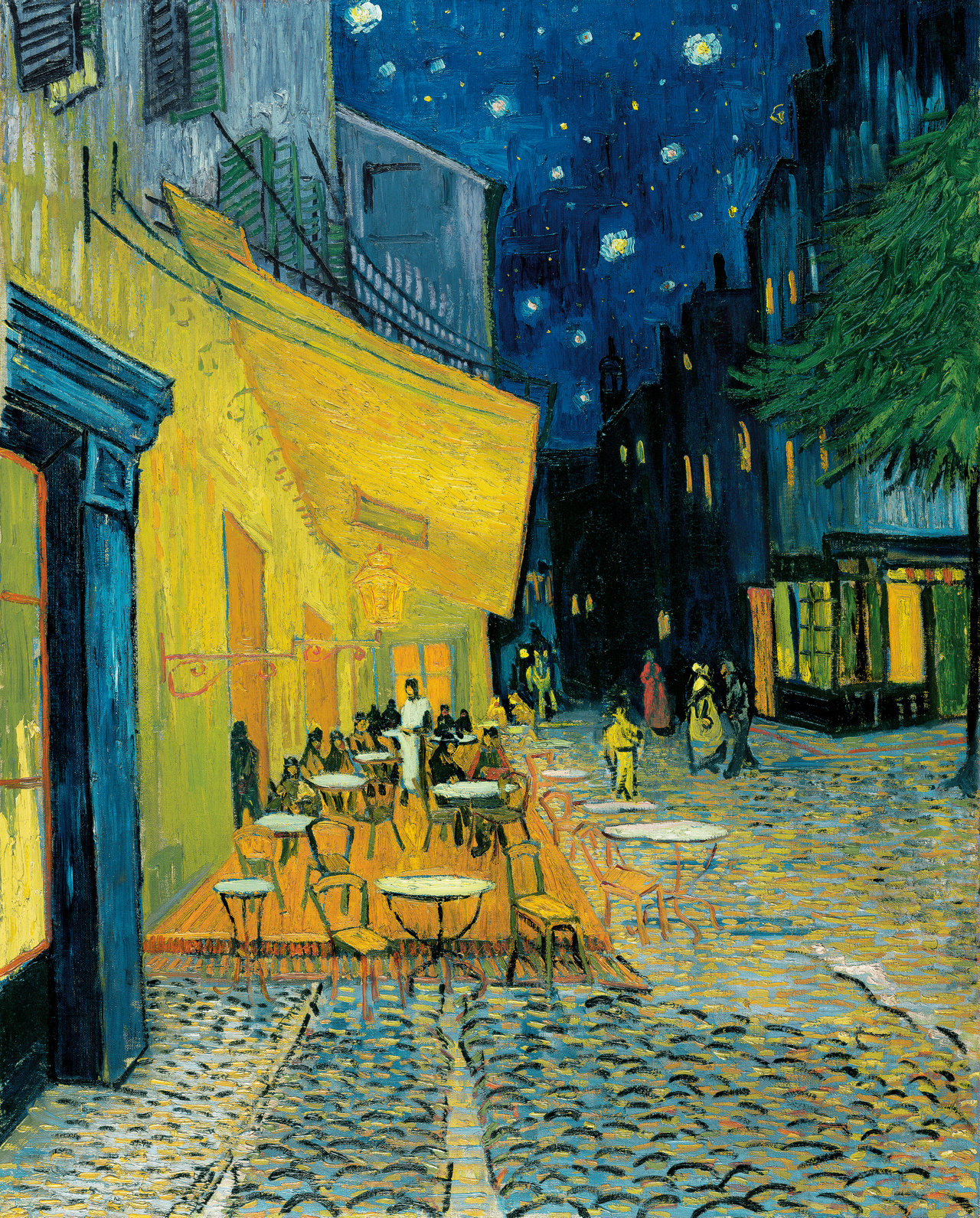 Van Gogh's Café Terrace at Night, a lamplit terrace under a starry sky